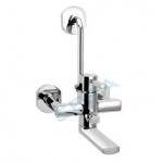 Single lever wall mixer with bend pipe for overhead shower