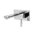 Wall mounted single lever basin mixer with box wall flange with concealed mixer body