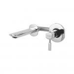Wall mounted basin spout and operating lever with wall flanges (concealed single body)