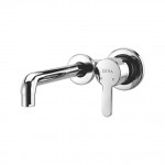 Wall mounted single lever basin mixer with wall flange (concealed single body mixer)