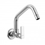 Sink cock (wall mounted) with 200mm (8inch) long swivel spout and wall flange