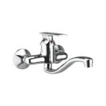 Single lever sink mixer (wall mounted) with 180mm(7inch) logn swivel spout, conencting legs and wall finges