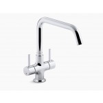 Cuff  Dual handle kitchen sink faucet with upward spout