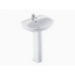 Brive  Pedestal lavatory with single faucet hole in white