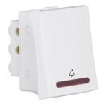 Crabtree's SIGNIA 10 A Mega bell push switch with indicator (2 M) (Anti-Viral) (White)