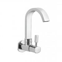 Sink cock (wall mounted) with 150mm (6inch) long swivel spout and wall flange