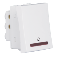 Crabtree's SIGNIA 10 A Mega bell push switch with indicator (2 M) (Anti-Viral) (White)