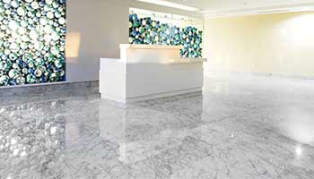 Light creates an illuminating effect when it strikes marble at the right angle