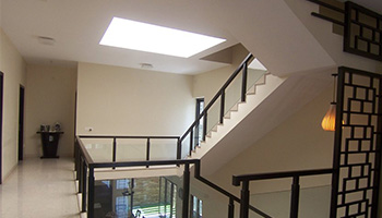 Skylights bring natural lighting into the house 
